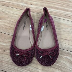 Delia's Girl Sparkly Burgundy Ballet Flats